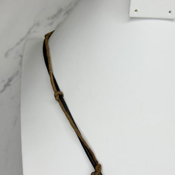 Vintage Chico's Boho Geometric Pendant Leather Cord Statement Necklace ✨ - Picture 7 of 10